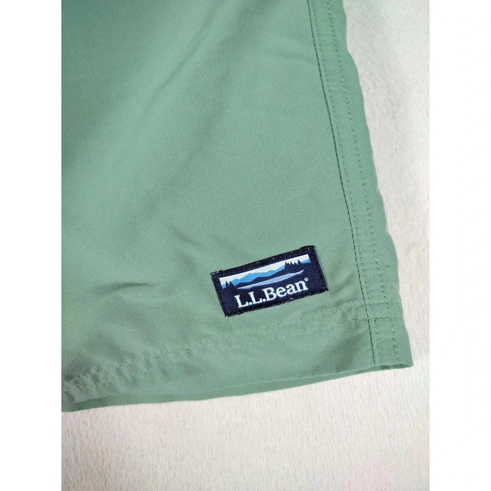 L.L. Bean‎ Swim Trunks Shorts Mens XXL Green Mesh Lined Drawstring Pockets